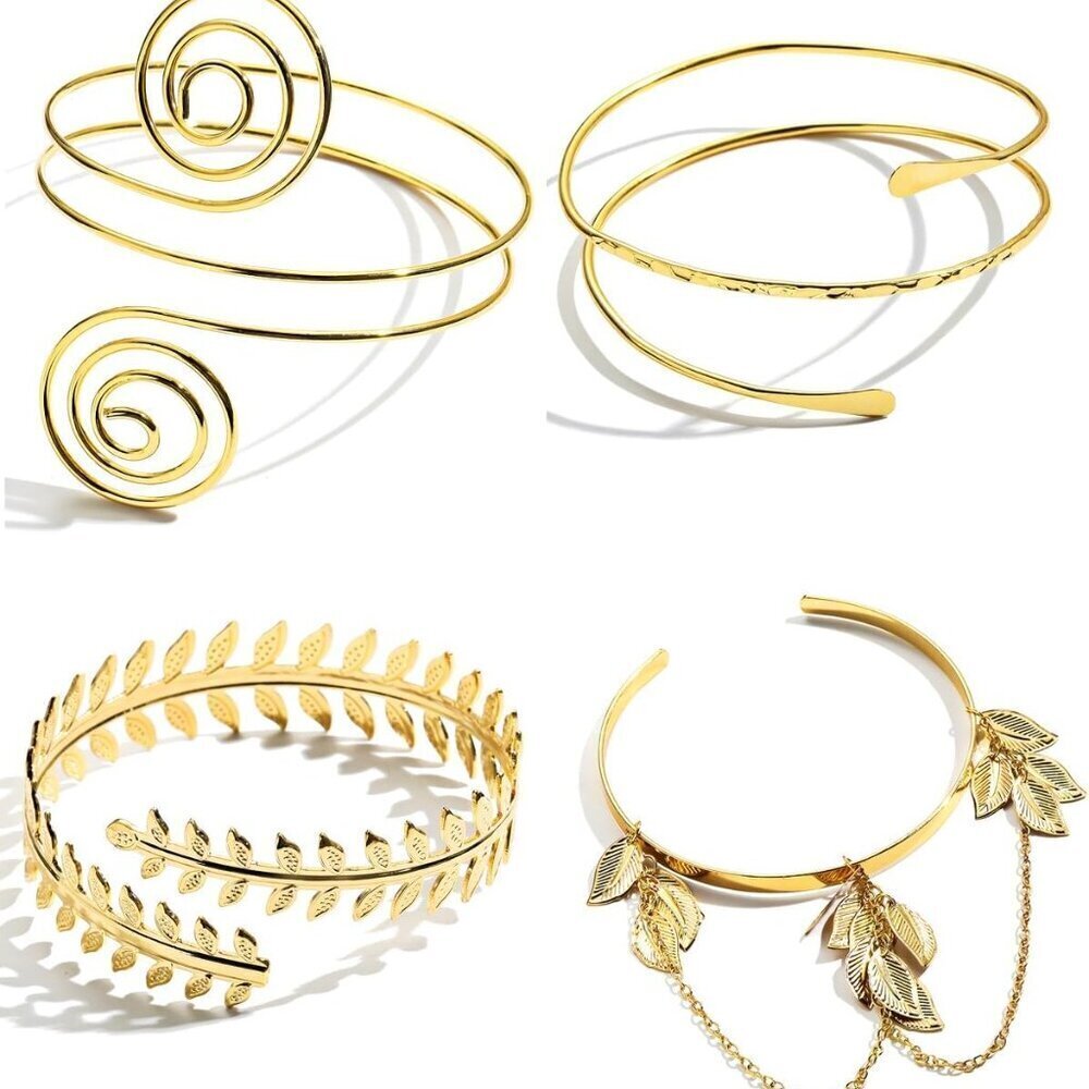 4-6 Pcs Women Arm Cuff Set Metal Adjustable Bangles Stylish Jewelry